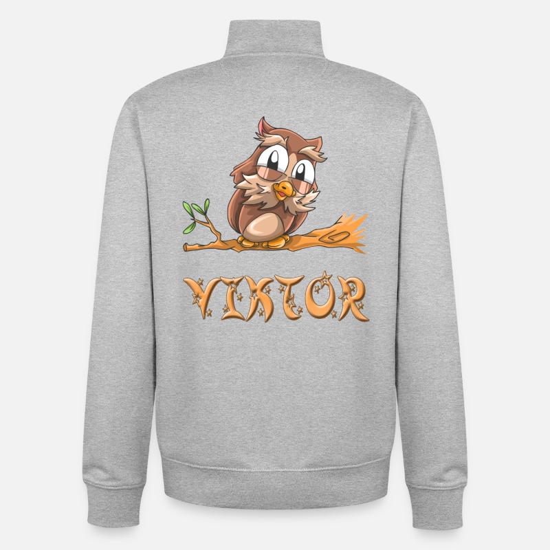 Hibou Viktor - Sweat zippé unisexe en coton bio Stanley/Stella - gris chiné