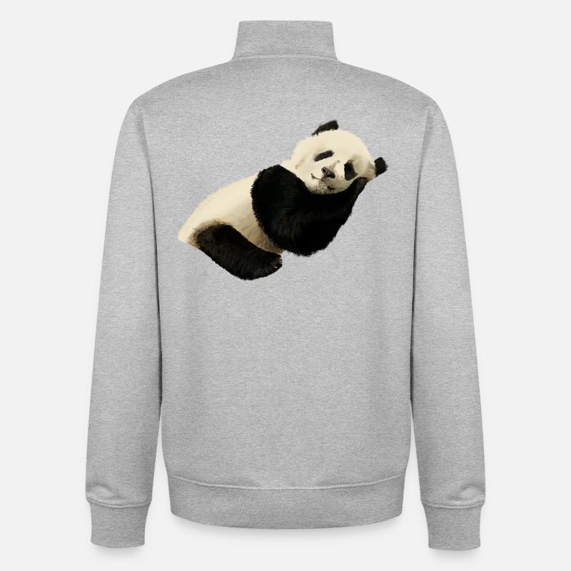 Panda - Sweat zippé unisexe en coton bio Stanley/Stella - gris chiné