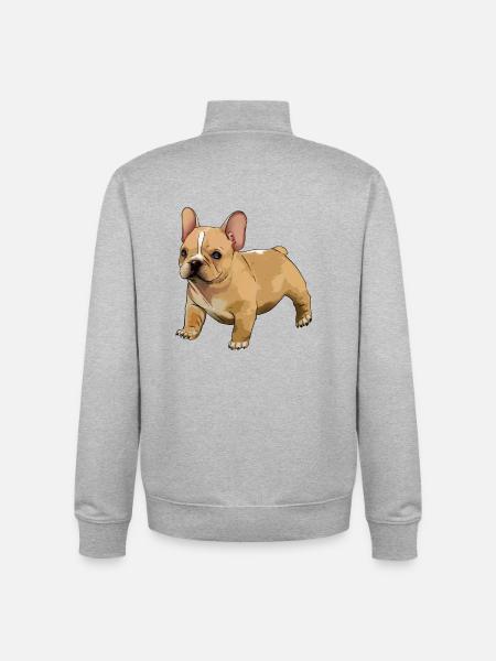 French bulldog - Unisex Organic Zip Sweatshirt by Stanley/Stella - heather grey