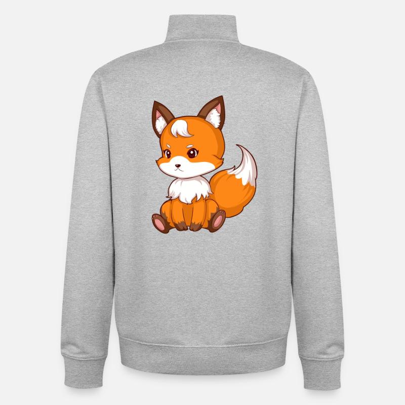 Fuchs assis douce - Sweat zippé unisexe en coton bio Stanley/Stella - gris chiné