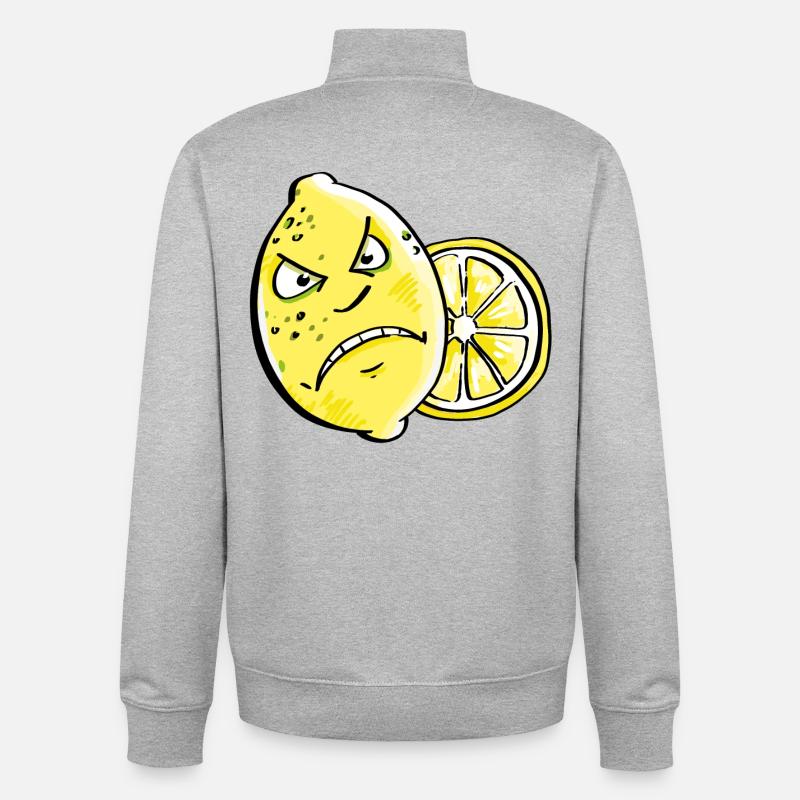 Bin Sauer - Citron - Citrus - Sweat zippé unisexe en coton bio Stanley/Stella - gris chiné