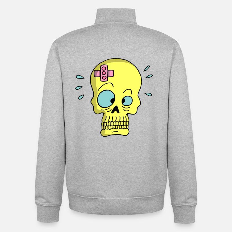 Tête de mort et sparadrap - Sweat zippé unisexe en coton bio Stanley/Stella - gris chiné