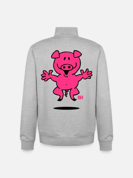 cochon - Sweat zippé unisexe en coton bio Stanley/Stella - gris chiné