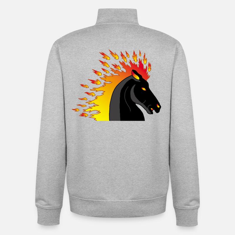 Cheval de feu - Sweat zippé unisexe en coton bio Stanley/Stella - gris chiné