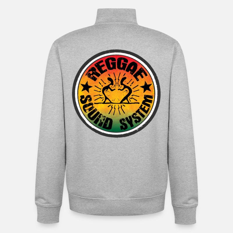 Reggae Soundsystem - Sweat zippé unisexe en coton bio Stanley/Stella - gris chiné