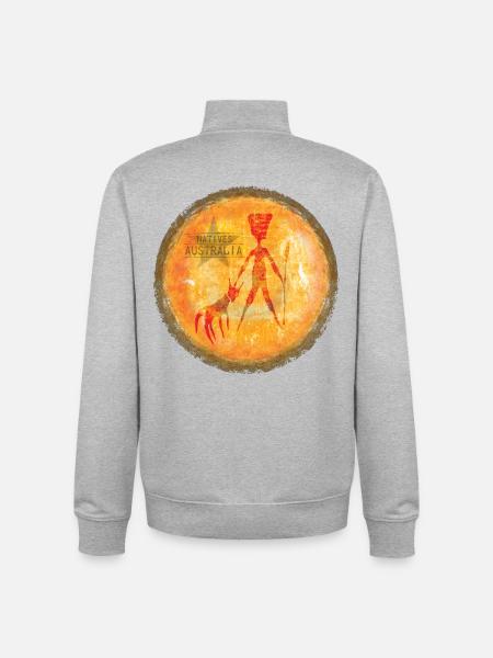 Aboriginal Art Afari, Australia - Unisex Organic Zip Sweatshirt by Stanley/Stella - heather grey