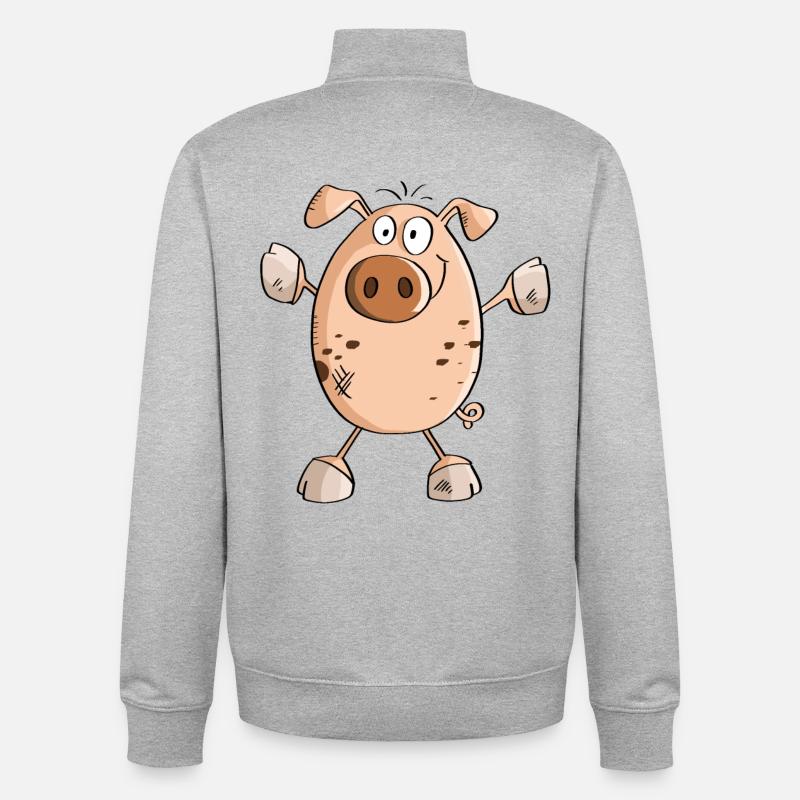 Porcs-cochons de Saustarkes - sanglier - Bache - Sweat zippé unisexe en coton bio Stanley/Stella - gris chiné