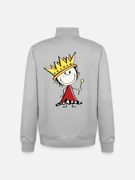Sweet little king - kings - stick figures - Unisex Organic Zip Sweatshirt by Stanley/Stella - heather grey