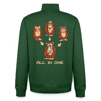 Die 3 Affen - Unisex Organic Zip Sweatshirt von Stanley/Stella - Flaschengrün - Hinten - AI Model Male 185 dark (185cm)