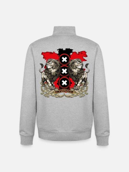 Amsterdam coat of arms 2018 white - Unisex Organic Zip Sweatshirt by Stanley/Stella - heather grey