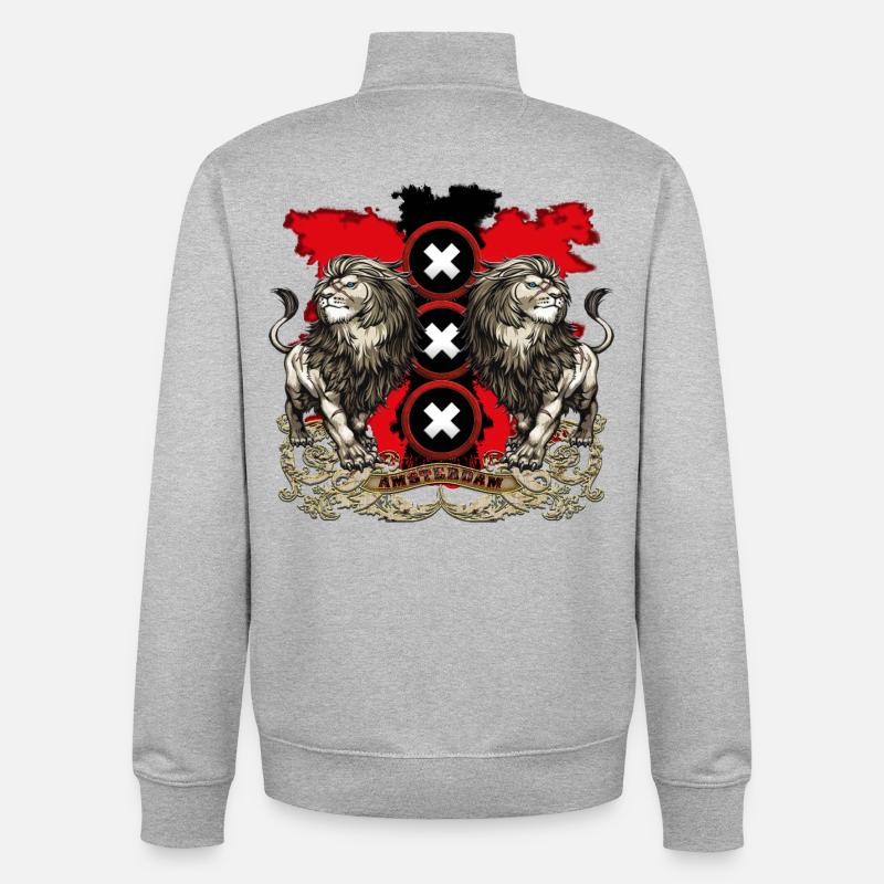 Armoiries d'Amsterdam 2018 blanc - Sweat zippé unisexe en coton bio Stanley/Stella - gris chiné