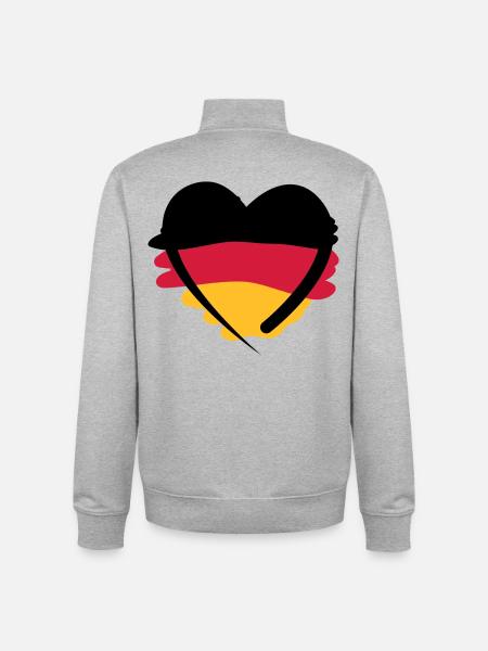 Deutschland Herz - Unisex Organic Zip Sweatshirt von Stanley/Stella - Grau meliert