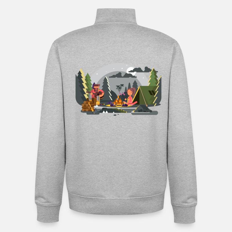 Lagerfeuer Waldcamping Duo - Unisex Organic Zip Sweatshirt von Stanley/Stella - Grau meliert