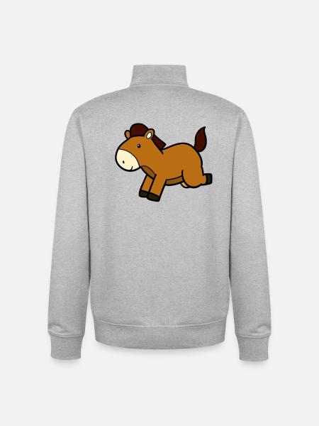 Cheval sautant - Sweat zippé unisexe en coton bio Stanley/Stella - gris chiné