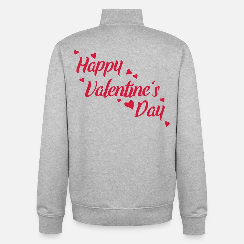 Saint Valentin - Sweat zippé unisexe en coton bio Stanley/Stella - gris chiné