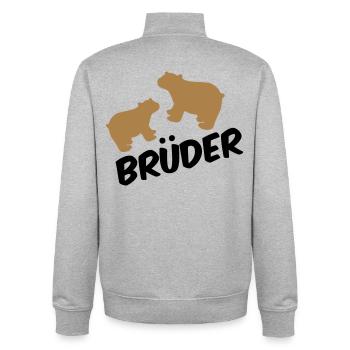 frères - Sweat zippé unisexe en coton bio Stanley/Stella - gris chiné - Dos - AI Model Male 185 light (185cm)