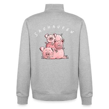 Kleiner Sauhaufen I Fun Shirt Schweine Tiere - Unisex Organic Zip Sweatshirt von Stanley/Stella - Grau meliert - Hinten - AI Model Male 185 light (185cm)