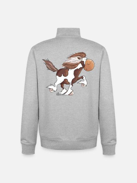 Icelandic Power - Icelandic Horse - Unisex Organic Zip Sweatshirt by Stanley/Stella - heather grey