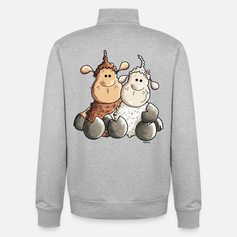 Verliebte Schafe - Schaf - Unisex Organic Zip Sweatshirt von Stanley/Stella - Grau meliert