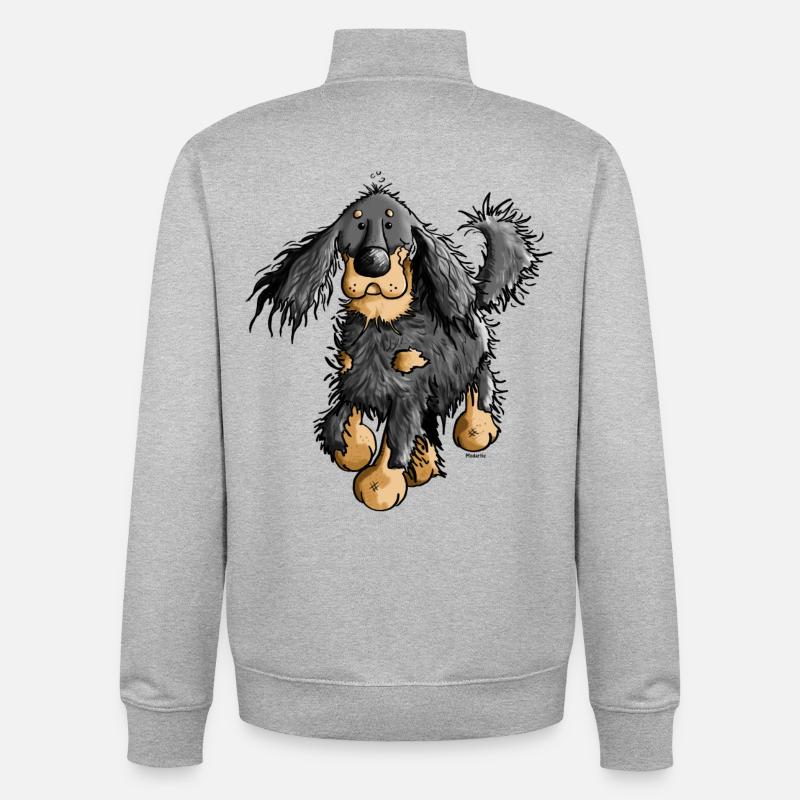 Flinker Gordon Setter - Hund - Unisex Organic Zip Sweatshirt von Stanley/Stella - Grau meliert