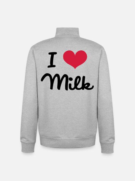 I Love Milk - Unisex Organic Zip Sweatshirt by Stanley/Stella - heather grey