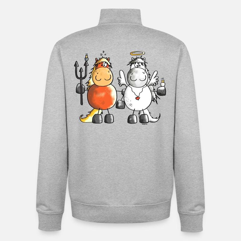 Teufel Vs Engel Pferde - Pferd - Unisex Organic Zip Sweatshirt von Stanley/Stella - Grau meliert