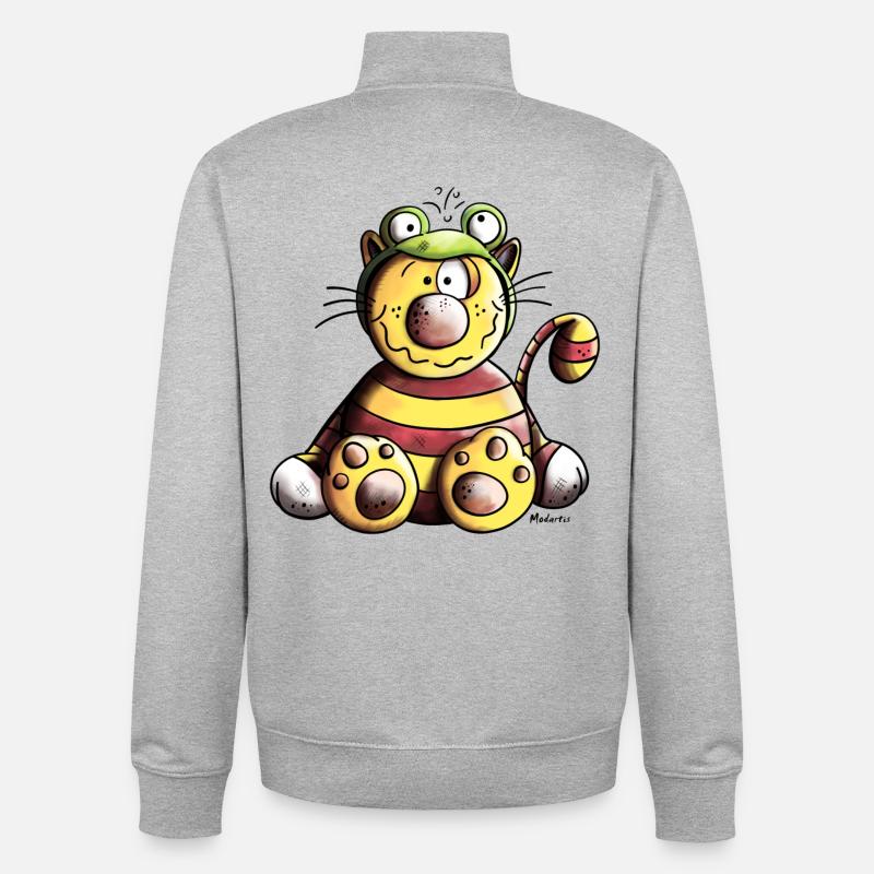 Mignon Chat - Sweat zippé unisexe en coton bio Stanley/Stella - gris chiné