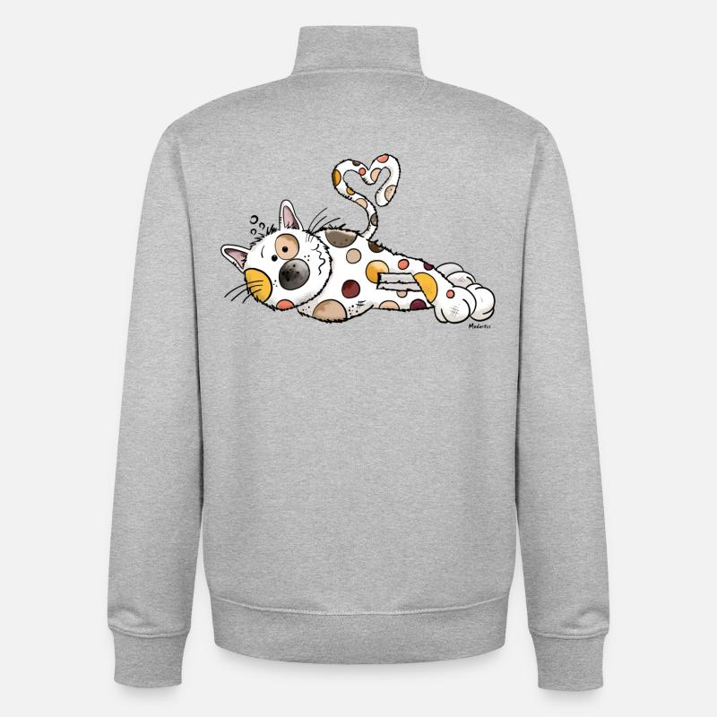 Lilly Chat - Sweat zippé unisexe en coton bio Stanley/Stella - gris chiné