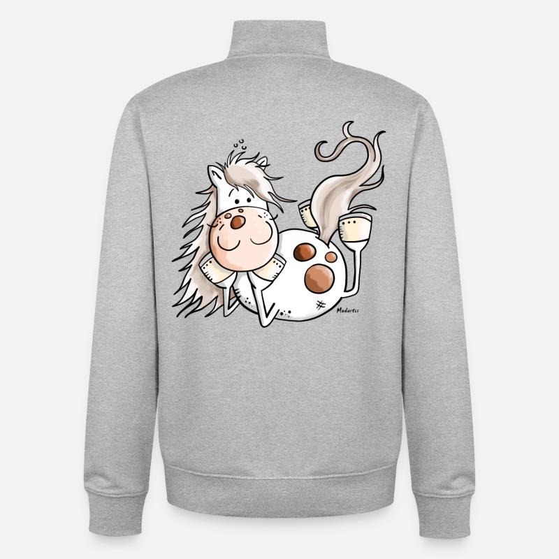 Mignon Cheval - Sweat zippé unisexe en coton bio Stanley/Stella - gris chiné