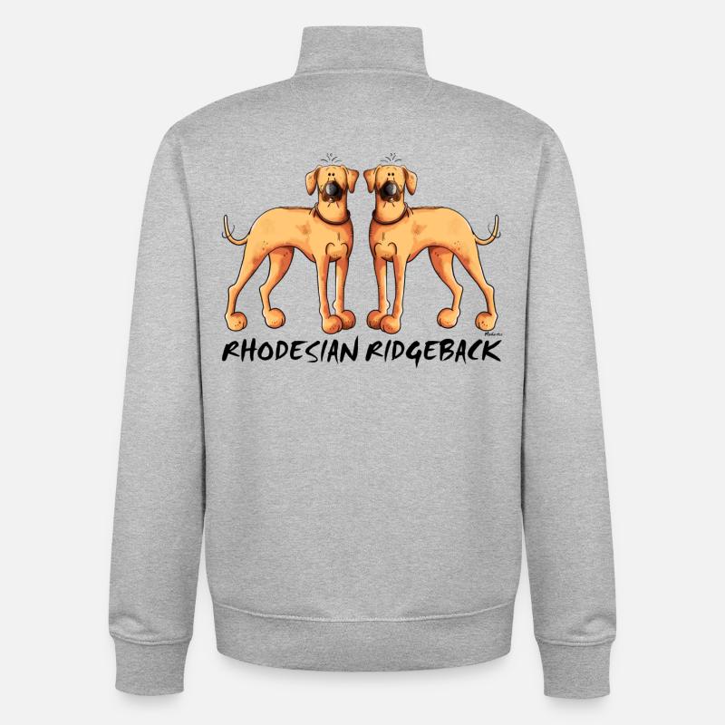 Two Rhodesian Ridgeback - Unisex Organic Zip Sweatshirt by Stanley/Stella - heather grey