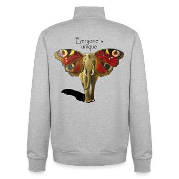 Everyone is unique - Unisex Organic Zip Sweatshirt by Stanley/Stella - heather grey - Back - AI Model Male 185 light (185cm)