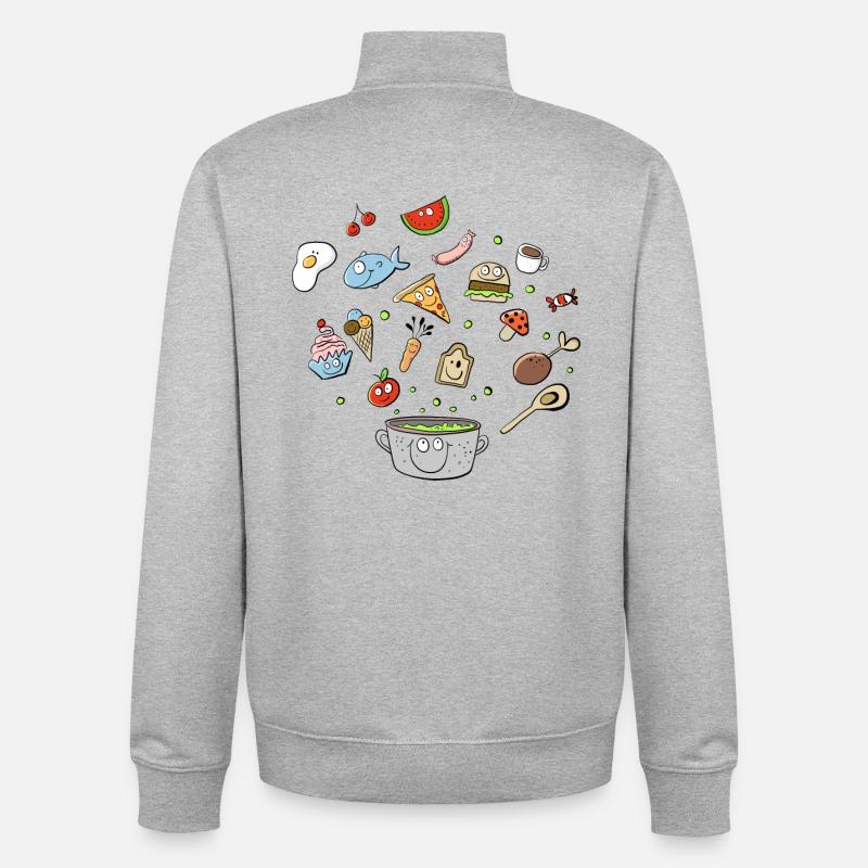 Essen Doodle I Mahzeit I Lebensmittel - Unisex Organic Zip Sweatshirt von Stanley/Stella - Grau meliert