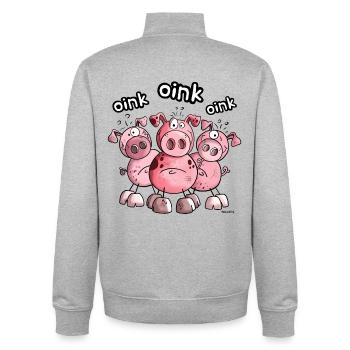 Das Schweine Team - Unisex Organic Zip Sweatshirt von Stanley/Stella - Grau meliert - Hinten - AI Model Male 185 light (185cm)