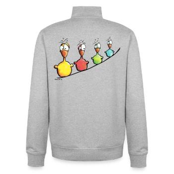 Starke Vogelleine - Unisex Organic Zip Sweatshirt von Stanley/Stella - Grau meliert - Hinten - AI Model Male 185 light (185cm)