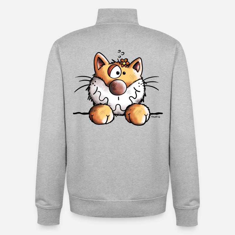 Mignon Chaton - Sweat zippé unisexe en coton bio Stanley/Stella - gris chiné