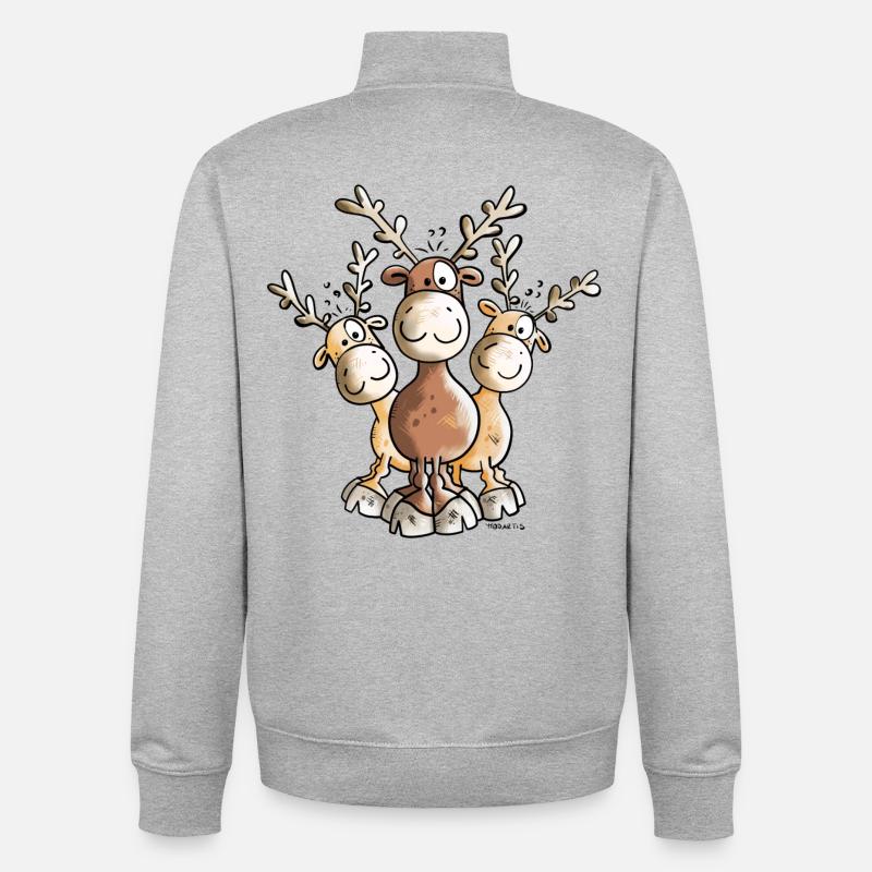 Alces alces - Sweat zippé unisexe en coton bio Stanley/Stella - gris chiné