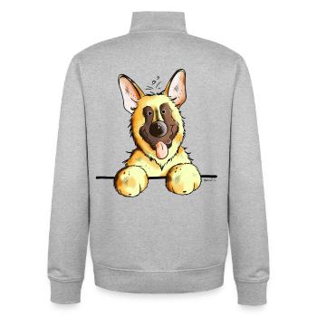 Funny German Shepherd - Unisex Organic Zip Sweatshirt by Stanley/Stella - heather grey - Back - AI Model Male 185 light (185cm)