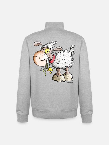 Little Sheep - Unisex Organic Zip Sweatshirt by Stanley/Stella - heather grey