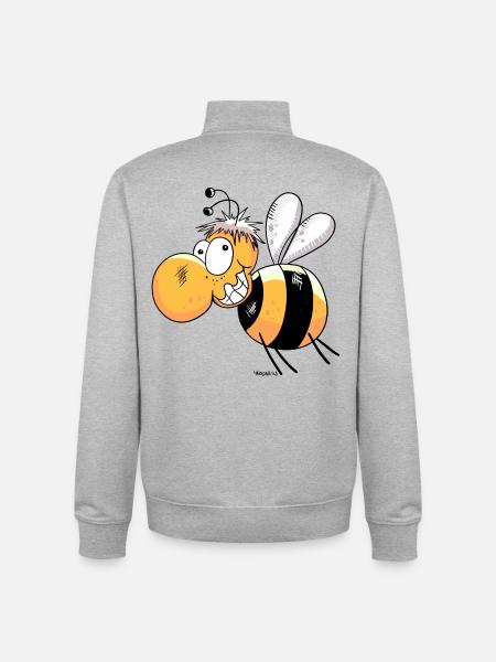 Happy Bee - Unisex Organic Zip Sweatshirt by Stanley/Stella - heather grey