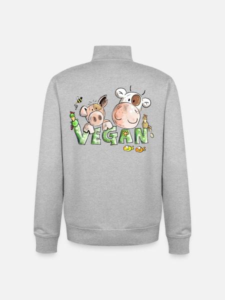 Veganer - Stanley/Stella unisex sweatshirt med lynlås i økologisk - grå meleret