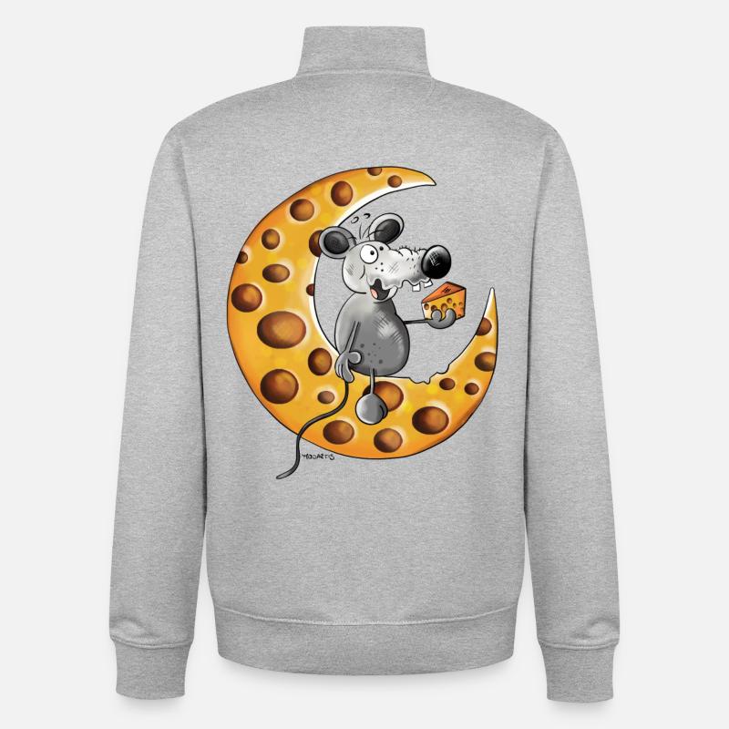 Maus liebt Käse - Unisex Organic Zip Sweatshirt von Stanley/Stella - Grau meliert
