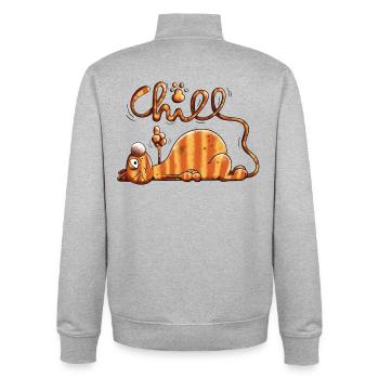 Chill Cat - Unisex Organic Zip Sweatshirt by Stanley/Stella - heather grey - Back - AI Model Male 185 light (185cm)
