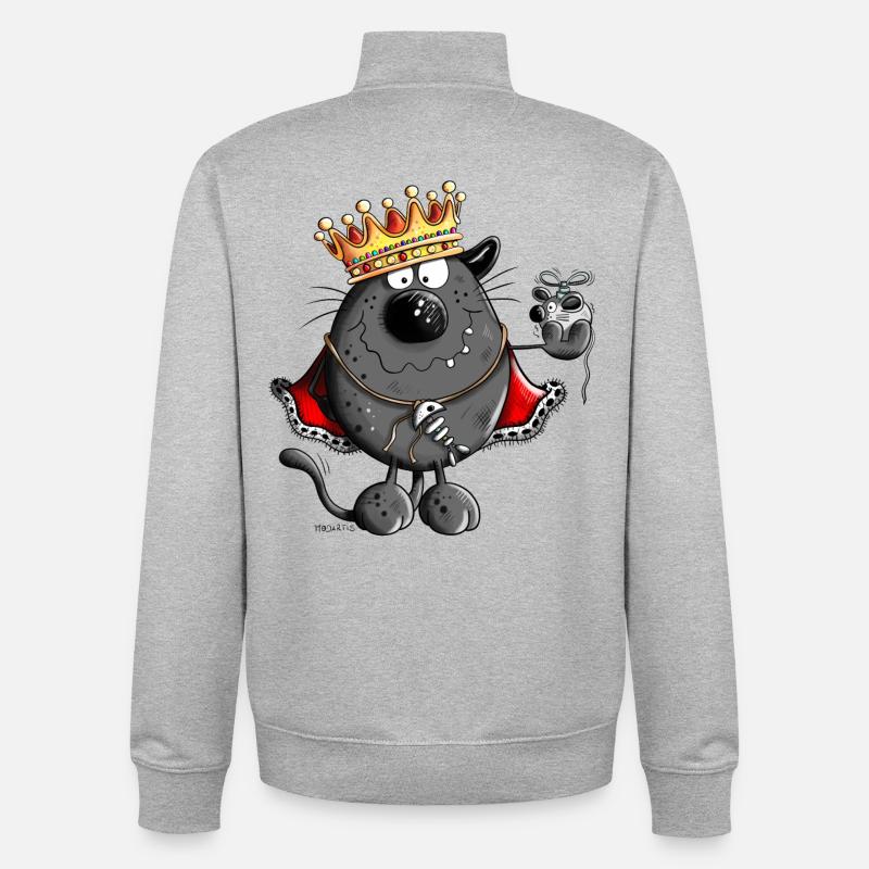 Roi de Chat - Sweat zippé unisexe en coton bio Stanley/Stella - gris chiné