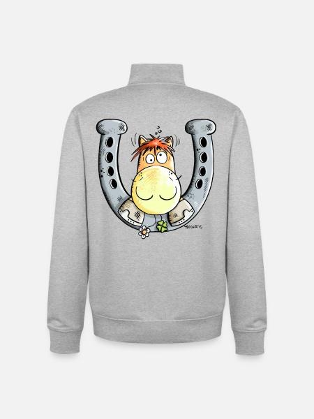 Lucky Horse - Unisex Organic Zip Sweatshirt by Stanley/Stella - heather grey