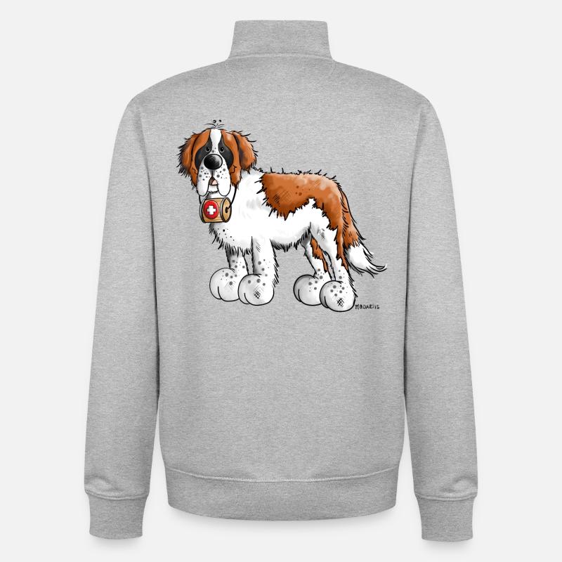 Saint Bernard - Sweat zippé unisexe en coton bio Stanley/Stella - gris chiné