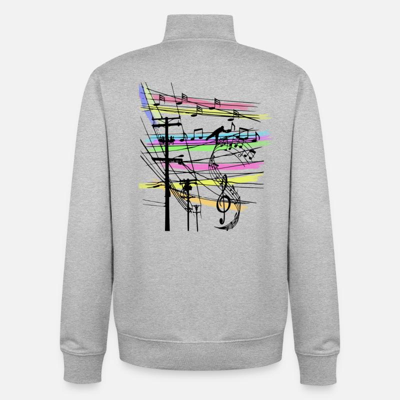 Notes de musique - Sweat zippé unisexe en coton bio Stanley/Stella - gris chiné