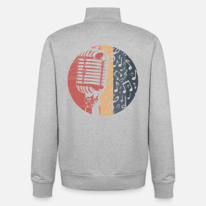 Microphone - Sweat zippé unisexe en coton bio Stanley/Stella - gris chiné