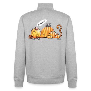 Ronflement chat et souris - Cadeau - Sweat zippé unisexe en coton bio Stanley/Stella - gris chiné - Dos - AI Model Male 185 light (185cm)
