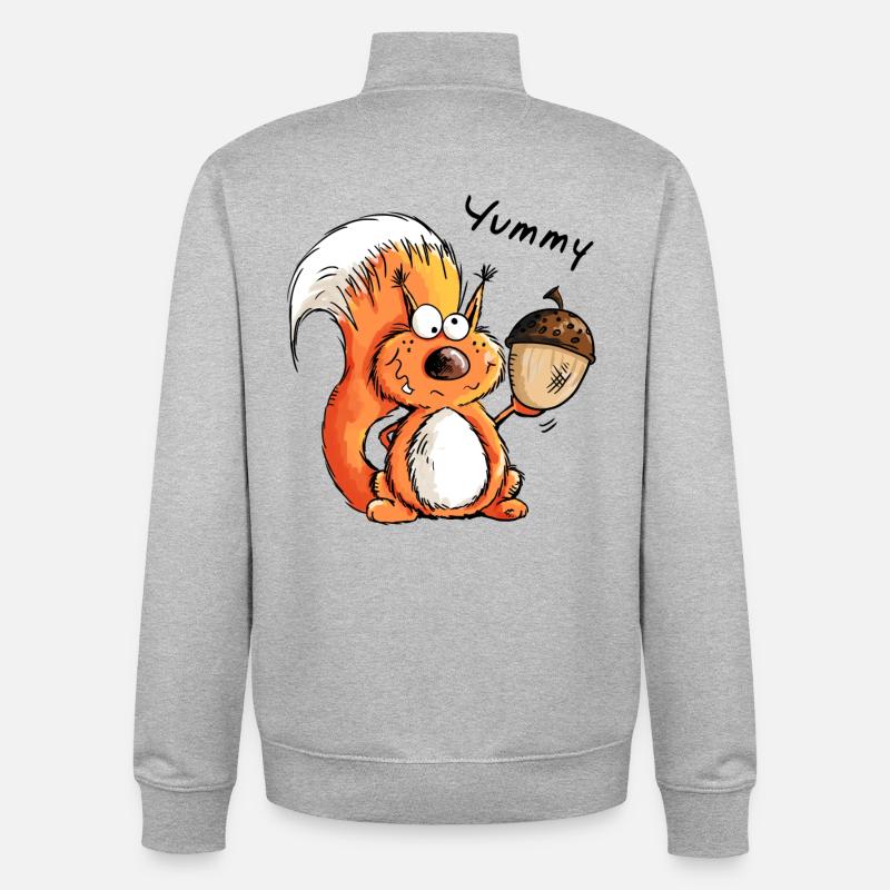 Yummy Eichhörnchen - Tier - Tiere - Comic - Unisex Organic Zip Sweatshirt von Stanley/Stella - Grau meliert