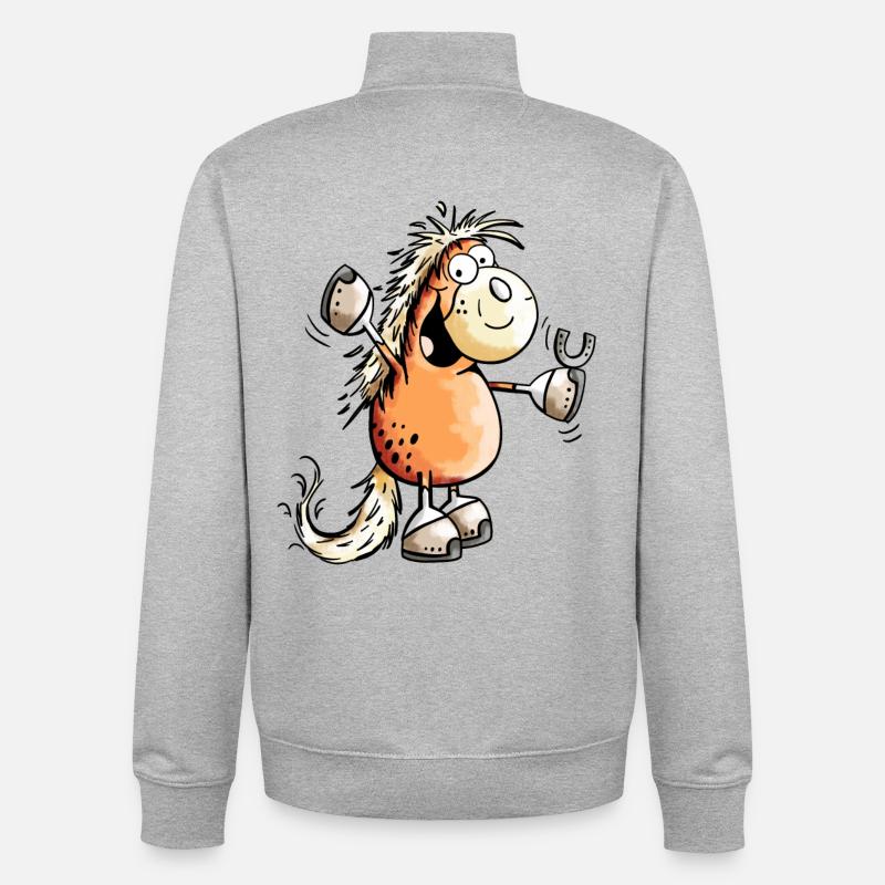 Drôle de cheval - Chevaux - Bande dessinée - Sweat zippé unisexe en coton bio Stanley/Stella - gris chiné